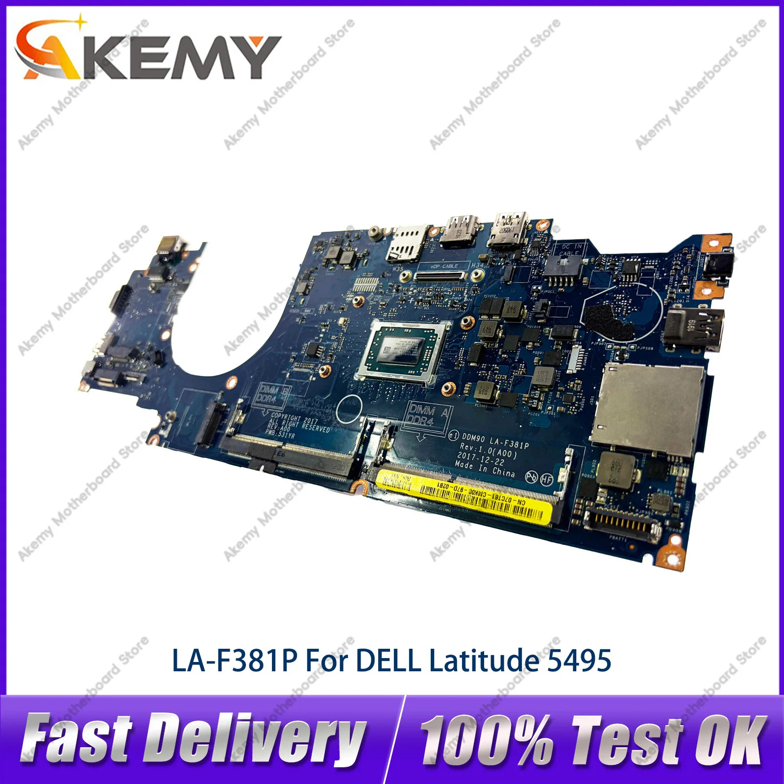For DELL Latitude 5495 Notebook Mainboard LA-F381P with R3 R5 R7 CPU 07CT81 09GYDK 0MV0K5 100% Fully Tested
For DELL Latitude 5495 Notebook Mainboard LA-F381P with R3 R5 R7 CPU 07CT81 09GYDK 0MV0K5 100% Fully Tested