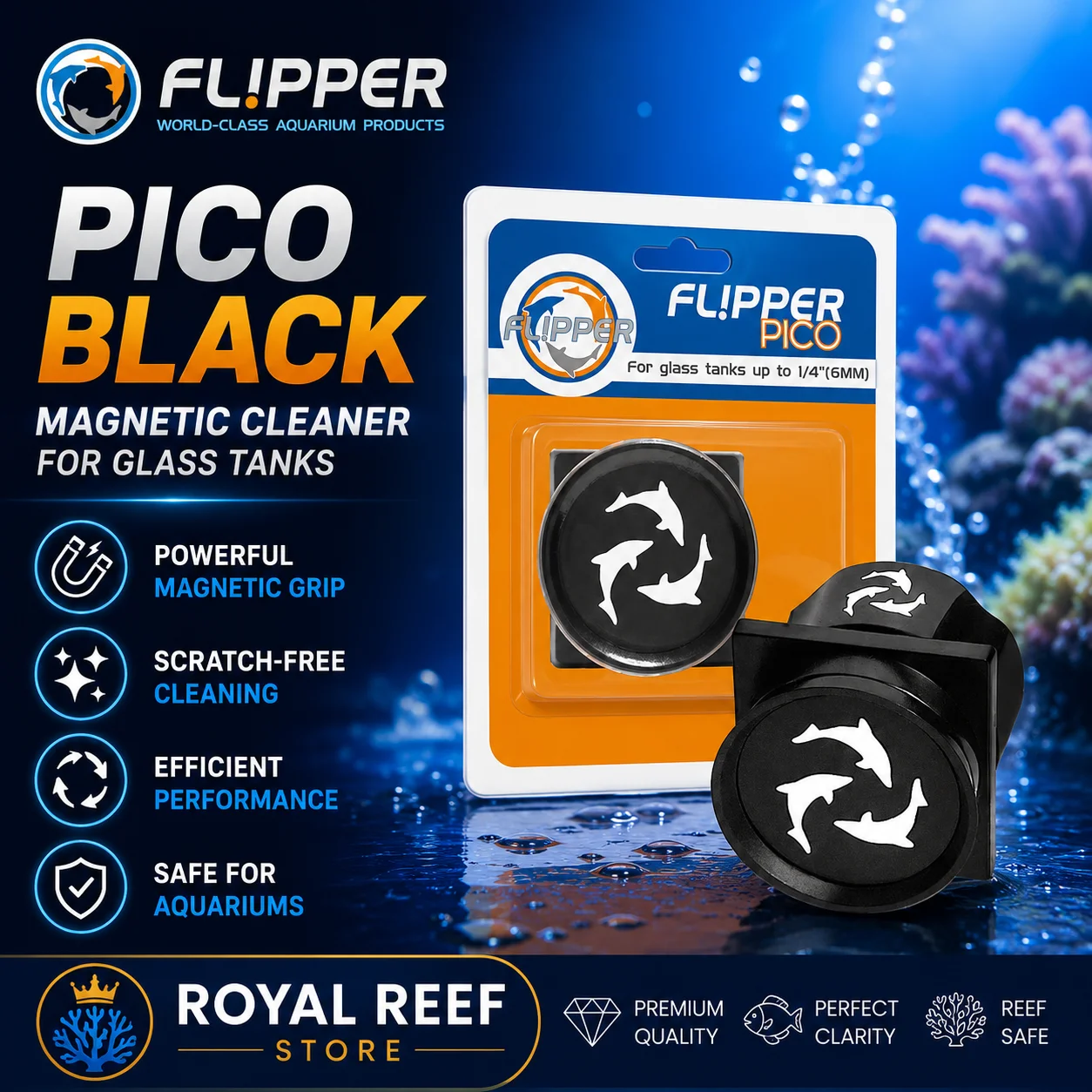 Flipper Pico Black 2 In 1 Dual Sided Aquarium Magnet Algae Cleaner Scrubber Scraper for Small Glass Fish Tanks Up to 6mm
Flipper Pico Black 2 In 1 Dual Sided Aquarium Magnet Algae Cleaner Scrubber Scraper for Small Glass Fish Tanks Up to 6mm