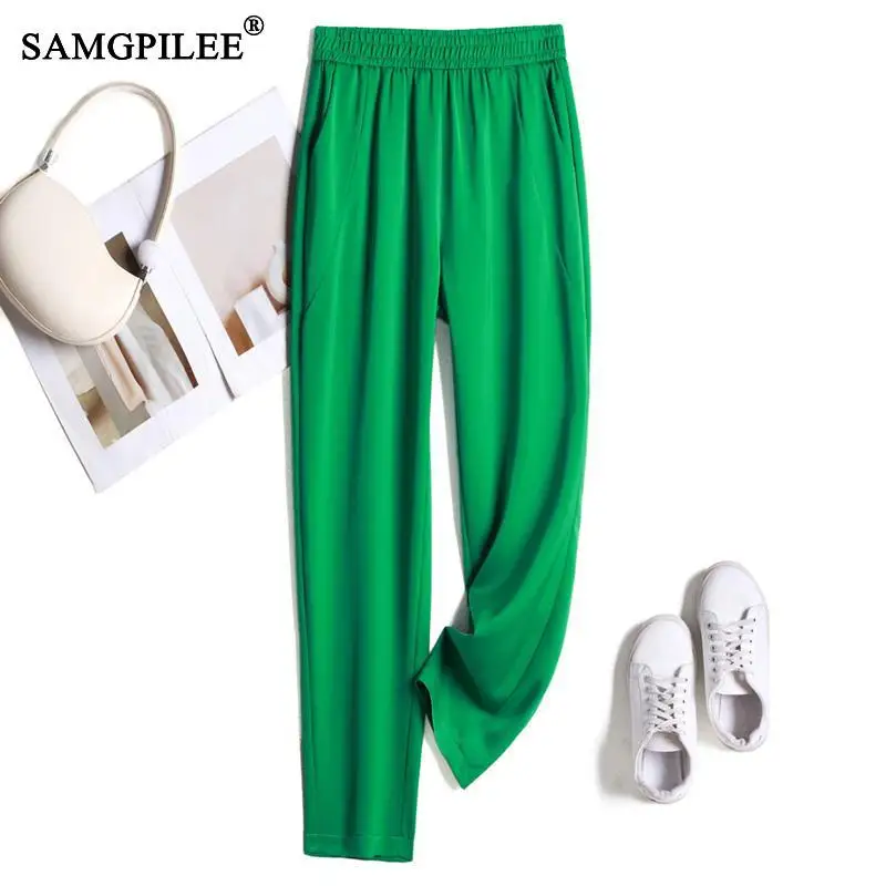 Women's Pants Summer 2023 New Slim Slight Strech Acetate Fiber Candy Color Simple Small Feet Cropped Pencil Trousers Woman 4XL
Women's Pants Summer 2023 New Slim Slight Strech Acetate Fiber Candy Color Simple Small Feet Cropped Pencil Trousers Woman 4XL