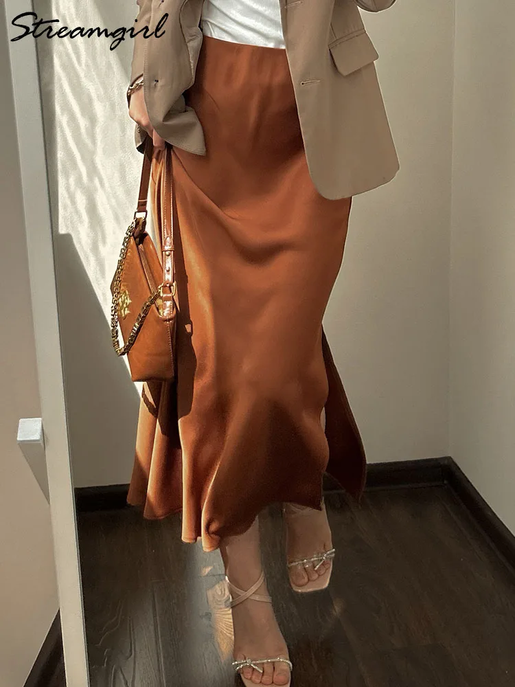 Black Slit Satin Silk Skirt Women Maxi Spring Summer 2025 Elegant A Line Slit Skirt Satin Ladies Office Long Skirts For Women
Black Slit Satin Silk Skirt Women Maxi Spring Summer 2025 Elegant A Line Slit Skirt Satin Ladies Office Long Skirts For Women