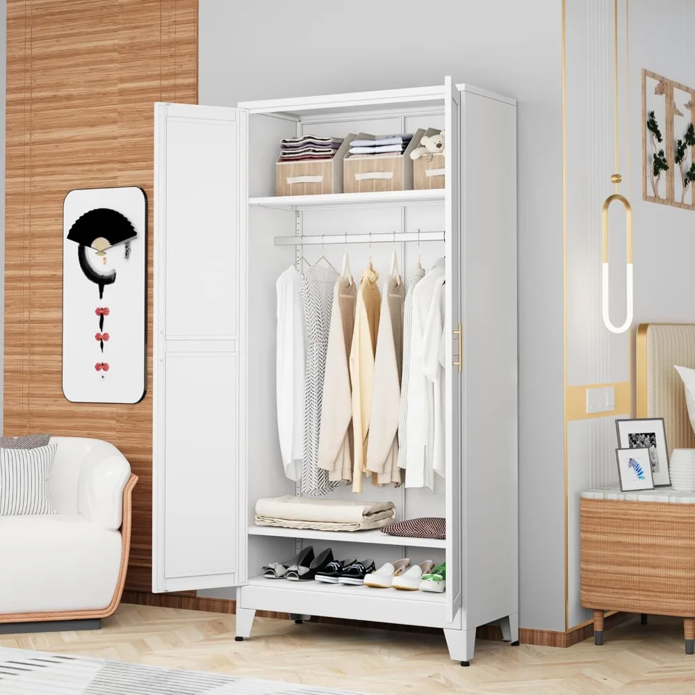 Metal Armoire Wardrobe Closet Storage Cabinet with Hanging Rod,71'' Metal Wardrobe Cabinet with 2 Doors, Customized
Metal Armoire Wardrobe Closet Storage Cabinet with Hanging Rod,71'' Metal Wardrobe Cabinet with 2 Doors, Customized
