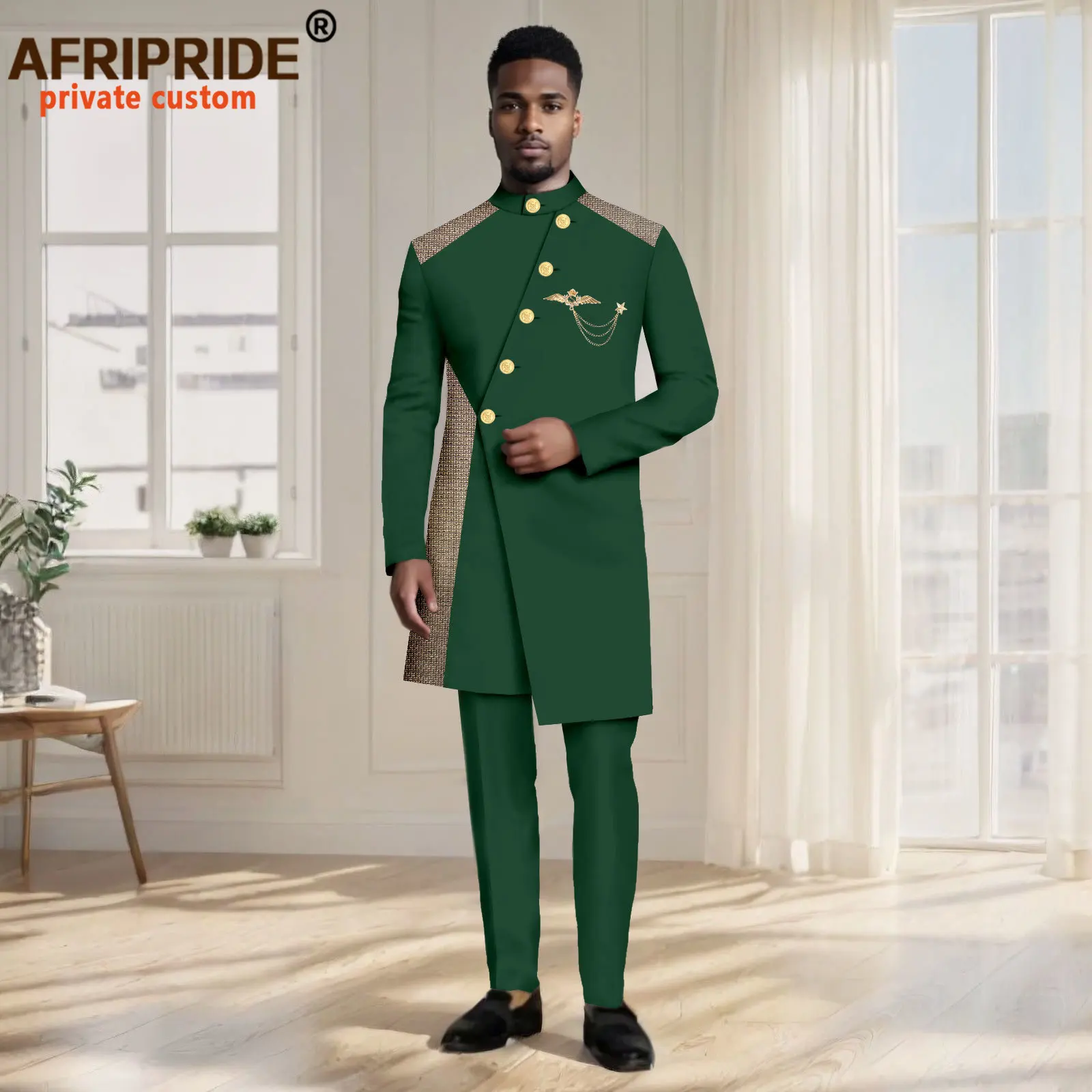 African Suits for Men Single Breasted Embroidery Blazer and Pants 2 Piece Set Dashiki Outfits Ankara Attire with Brooch 2416114
African Suits for Men Single Breasted Embroidery Blazer and Pants 2 Piece Set Dashiki Outfits Ankara Attire with Brooch 2416114