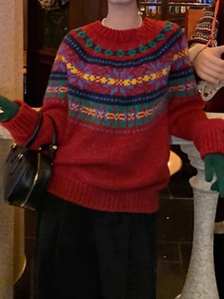 Winter Vintage Red O-neck Knit Sweater Women New Loose Fashion Warm Casual Christmas Knitwear Female Retro Chic Autumn Pullover
Winter Vintage Red O-neck Knit Sweater Women New Loose Fashion Warm Casual Christmas Knitwear Female Retro Chic Autumn Pullover