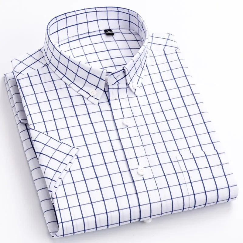 Men's Shirts Fashion Standard-Fit Short Sleeve Plaid Patch Chest Pocket Summer Casual Thin Soft Pure Cotton Button-down Shirt
Men's Shirts Fashion Standard-Fit Short Sleeve Plaid Patch Chest Pocket Summer Casual Thin Soft Pure Cotton Button-down Shirt