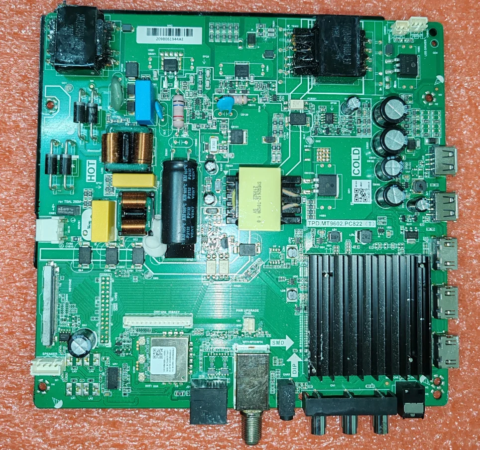 TPD.MT9602.PC822(T) 4K WiFi network three in one TV motherboard, physical photo, tested for 140v--160v 108w
TPD.MT9602.PC822(T) 4K WiFi network three in one TV motherboard, physical photo, tested for 140v--160v 108w