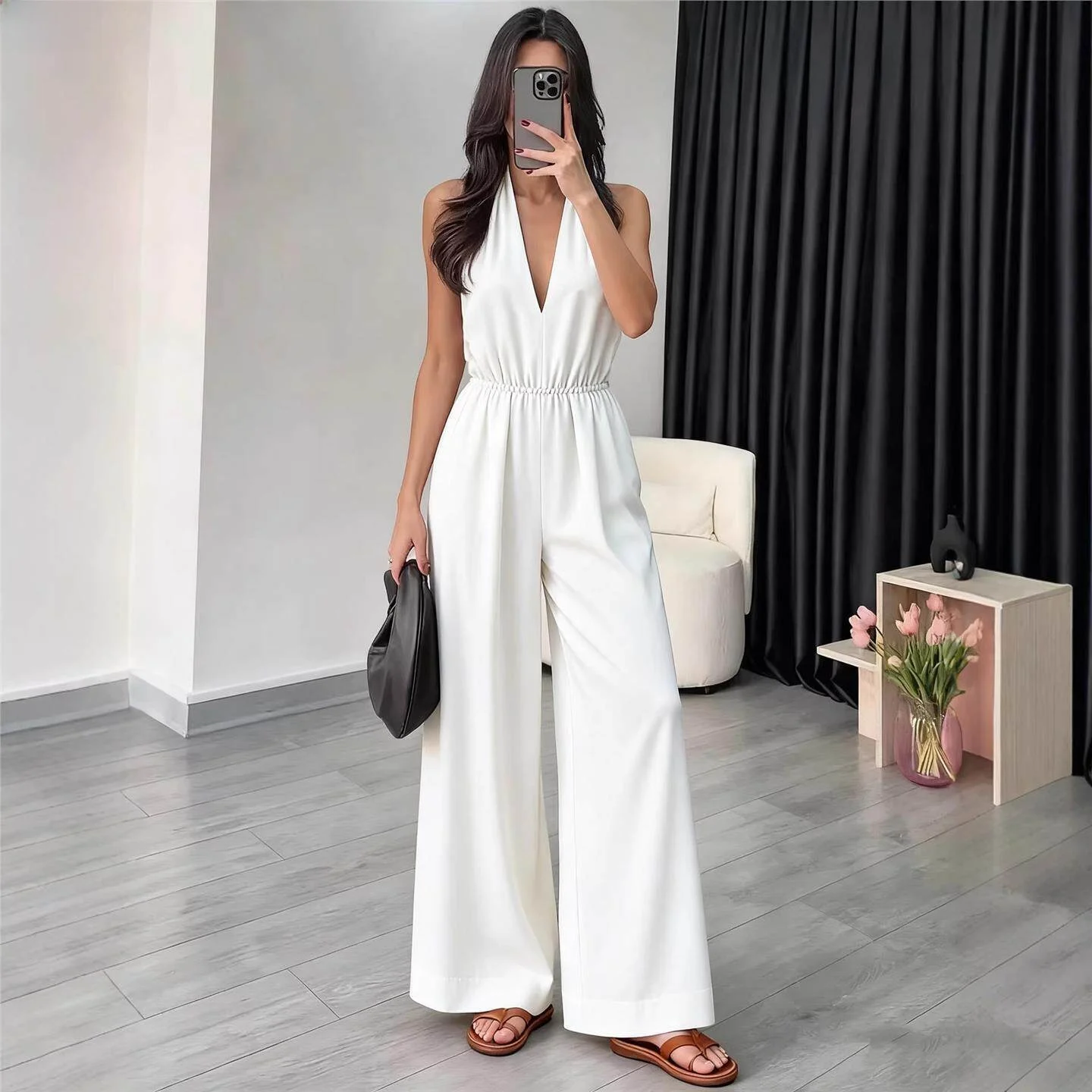 Spicy Girl Summer Commute V-neck Hanging Neck Jumpsuit Women's Long Sleeve Casual Fashion Suit Lightweight Comfortable
Spicy Girl Summer Commute V-neck Hanging Neck Jumpsuit Women's Long Sleeve Casual Fashion Suit Lightweight Comfortable
