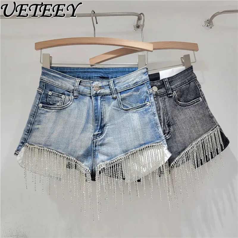Fashion Short Jeans Heavy Industry Rhinestone Tassel Denim Shorts Summer New Stretchy High Waist Slimming Hot Pants for Women
Fashion Short Jeans Heavy Industry Rhinestone Tassel Denim Shorts Summer New Stretchy High Waist Slimming Hot Pants for Women