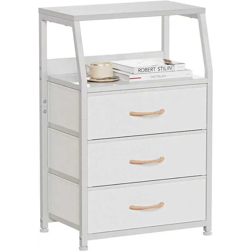 Furnulem White Dresser with 3 Drawers and 2-Tier Shelf, Small Nightstand End Table Side Furniture, Storage Organizer Fabric Dres
Furnulem White Dresser with 3 Drawers and 2-Tier Shelf, Small Nightstand End Table Side Furniture, Storage Organizer Fabric Dres