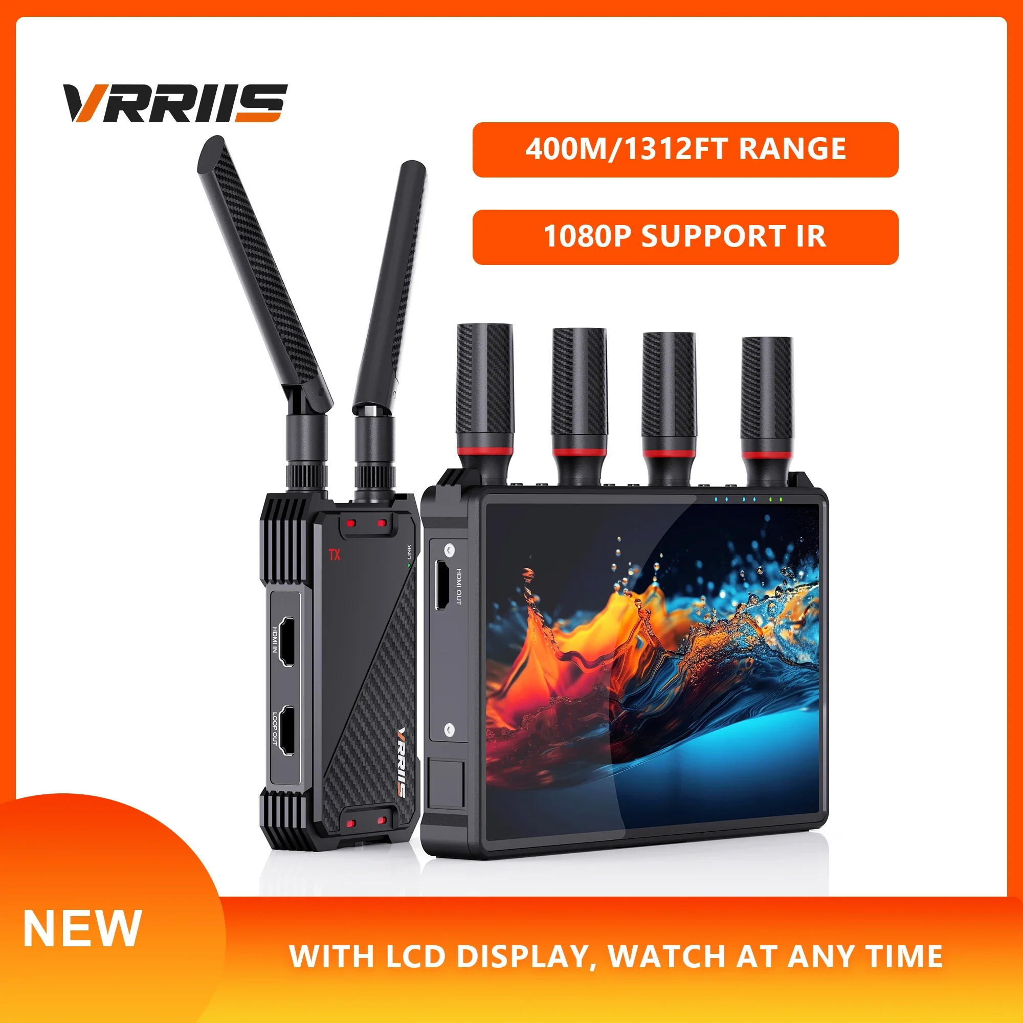 HDMI Wireless Transmission System Video Transmitter and Receiver with LCD Screen for Camera Live Streaming Laptop To TV Monitor
HDMI Wireless Transmission System Video Transmitter and Receiver with LCD Screen for Camera Live Streaming Laptop To TV Monitor