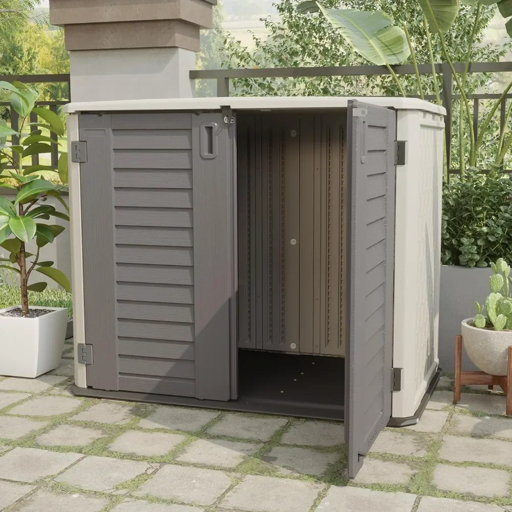 Outdoor Storage Shed, 4 x 3.4 FT w/o Shelf, 34Cu.ft Horizontal Resin Tool Shed for Garden, All-Weather Outdoor Storage
Outdoor Storage Shed, 4 x 3.4 FT w/o Shelf, 34Cu.ft Horizontal Resin Tool Shed for Garden, All-Weather Outdoor Storage