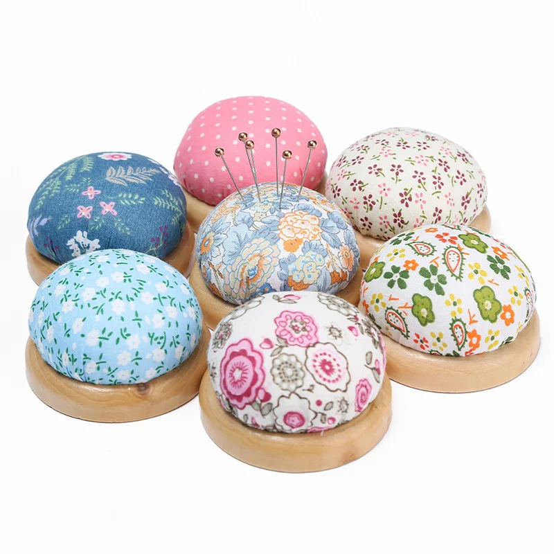 Rustic Floral Fabric Pin Cushion - Wooden Base Needle Keeper for Cross Stitch & Sewing Accessories
Rustic Floral Fabric Pin Cushion - Wooden Base Needle Keeper for Cross Stitch & Sewing Accessories