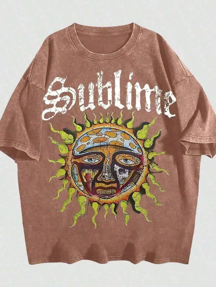 Washed Oversized Short Sleeve Tee Retro Sun Graphic Unisex Rock Band Style
Washed Oversized Short Sleeve Tee Retro Sun Graphic Unisex Rock Band Style