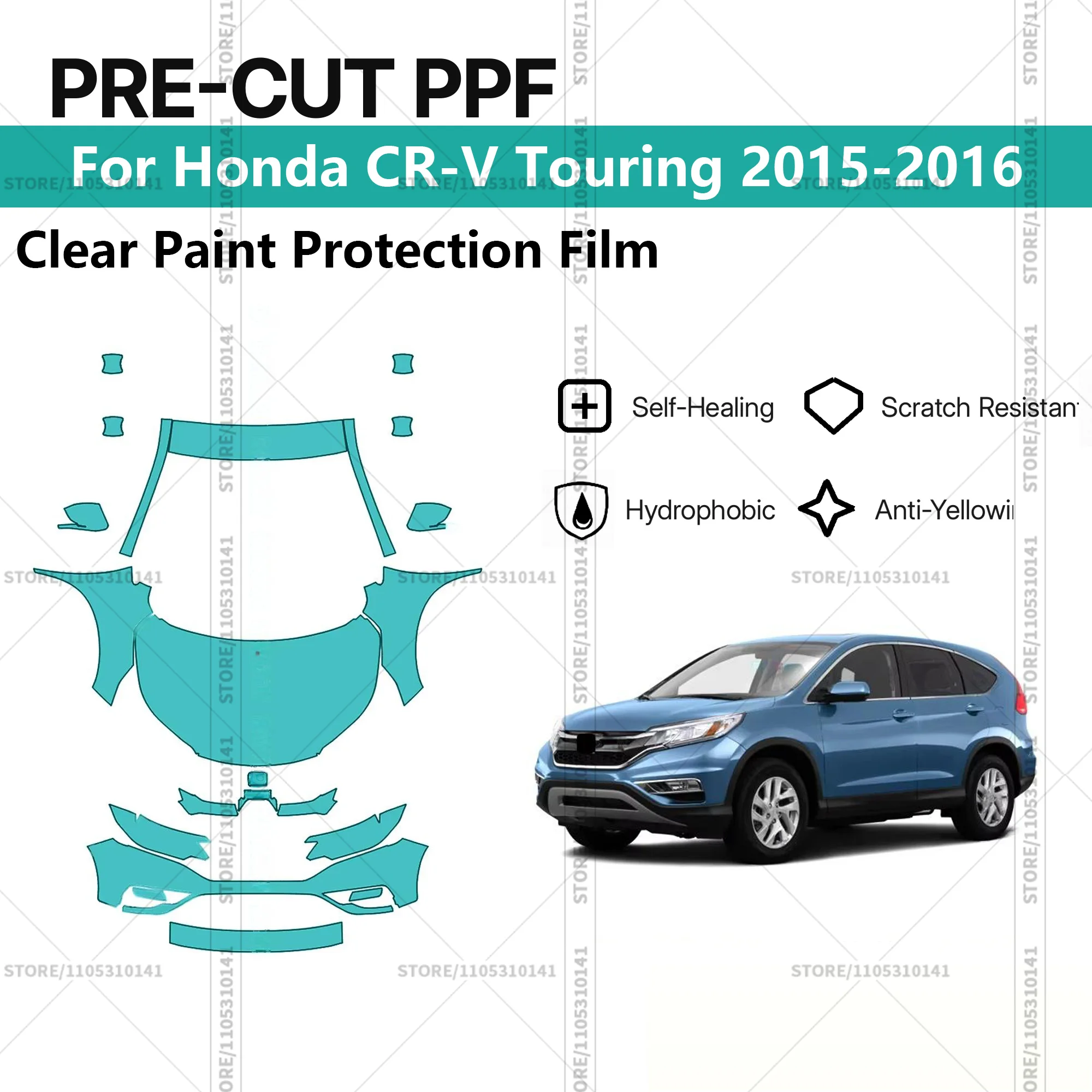 Предварительно нарезанная прозрачная защитная пленка PPF для автомобиля, профессиональный комплект для передней части автомобиля Honda CR-V Touring 2015-2016
Предварительно нарезанная прозрачная защитная пленка PPF для автомобиля, профессиональный комплект для передней части автомобиля Honda CR-V Touring 2015-2016