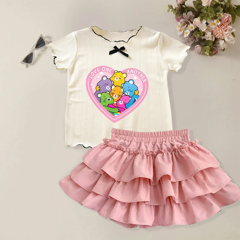 Caring Bears Girls T-shirt Skirts Suit Summer Thin Tee Dress Set 2pcs Pink Kids Clothes Cute Children T-shirts Skirts Clothing
Caring Bears Girls T-shirt Skirts Suit Summer Thin Tee Dress Set 2pcs Pink Kids Clothes Cute Children T-shirts Skirts Clothing