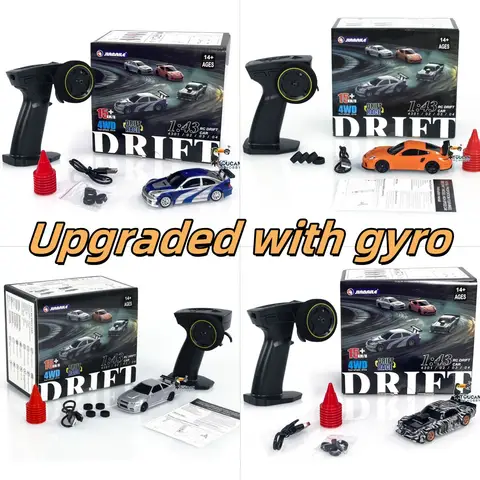 Gifts 1/43 RC Drift Car with Gyro Upgraded Ver 2.4G Remote Control Mini Drift Race Car 4WD Radio Control RC Toys Traffic Cones