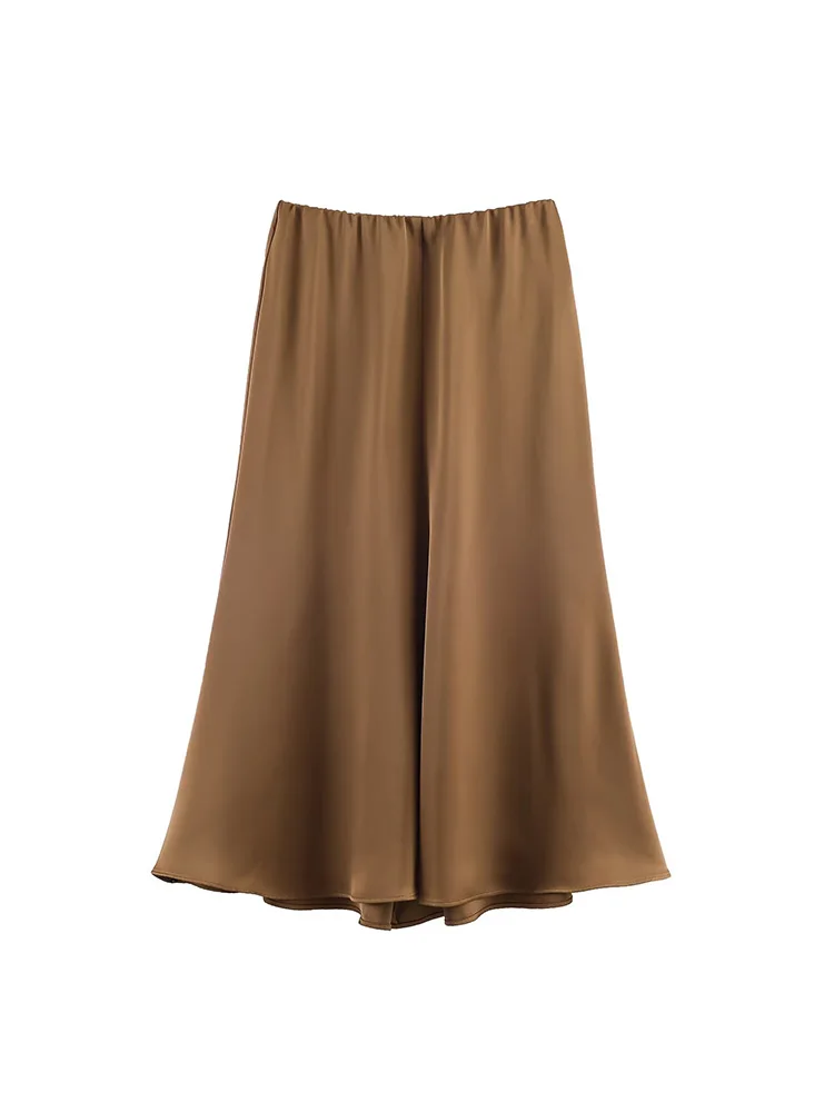 HH Woman Fashion Simple Pleated Decoration Solid Midi Skirts Female Comfortable Elastic Waist Satin Texture Spring Skirts
HH Woman Fashion Simple Pleated Decoration Solid Midi Skirts Female Comfortable Elastic Waist Satin Texture Spring Skirts