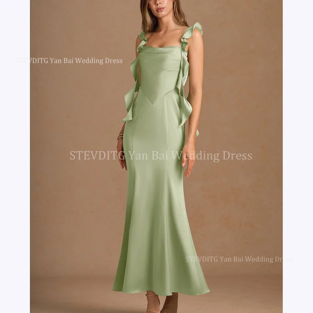 Fresh Green Stain Prom Dresses Chic Spaghetti Straps Ankle-Length Mermaid Gown Formal Evening Party Women's Elegant Dress
Fresh Green Stain Prom Dresses Chic Spaghetti Straps Ankle-Length Mermaid Gown Formal Evening Party Women's Elegant Dress