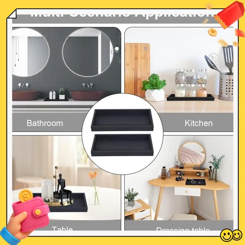 A89Q-Set Of 2 Bathroom Trays, Decorative Tray, Black Silicone Storage Tray, Small Tray For Washbasin, Bathtub
A89Q-Set Of 2 Bathroom Trays, Decorative Tray, Black Silicone Storage Tray, Small Tray For Washbasin, Bathtub