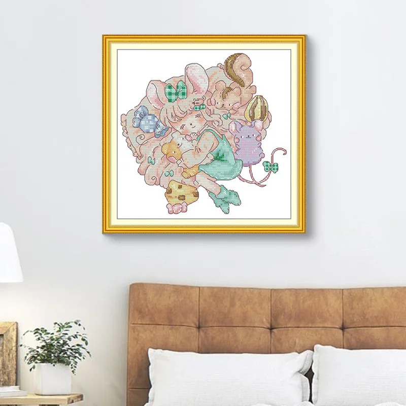 Soulgift Stamped Pre-Printed Cross Stitch Kits, 9CT/11CT/14CT/16CT Fabric With DMC Threads, Easy To Follow - Sweet Dreams 
Soulgift Stamped Pre-Printed Cross Stitch Kits, 9CT/11CT/14CT/16CT Fabric With DMC Threads, Easy To Follow - Sweet Dreams