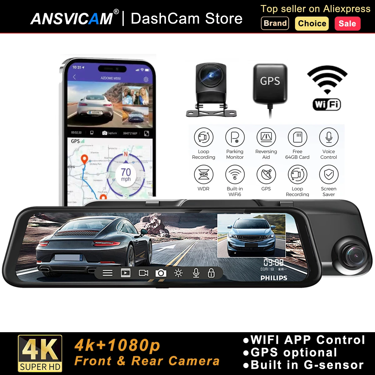 ANSVICAM 4K 10'' Touch Screen Dash Cam Rearview Mirror Car Recorder Camera Car DVR Front Rear Dual Camera 24H Parking Monitor
ANSVICAM 4K 10'' Touch Screen Dash Cam Rearview Mirror Car Recorder Camera Car DVR Front Rear Dual Camera 24H Parking Monitor