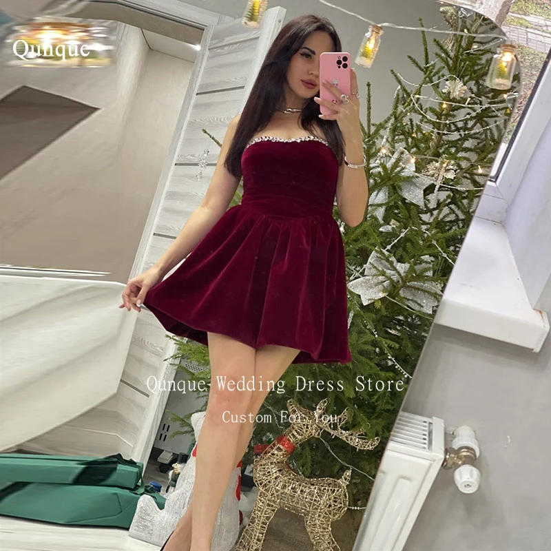 Qunque Sweetheart Velvet Girl Evening Dress Luxury Crystals A-line Vestidos De Noite Female Mini Celebrity Dresses Customized
Qunque Sweetheart Velvet Girl Evening Dress Luxury Crystals A-line Vestidos De Noite Female Mini Celebrity Dresses Customized