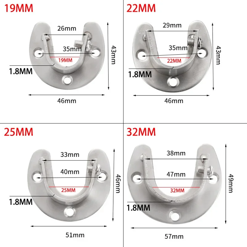 2PCS/Lot Wardrobe Bracket Heavy Duty Stainless Steel Rod Socket Flange Rod Holder Closet Rod End Support 19/22/25/32mm U Shaped
2PCS/Lot Wardrobe Bracket Heavy Duty Stainless Steel Rod Socket Flange Rod Holder Closet Rod End Support 19/22/25/32mm U Shaped