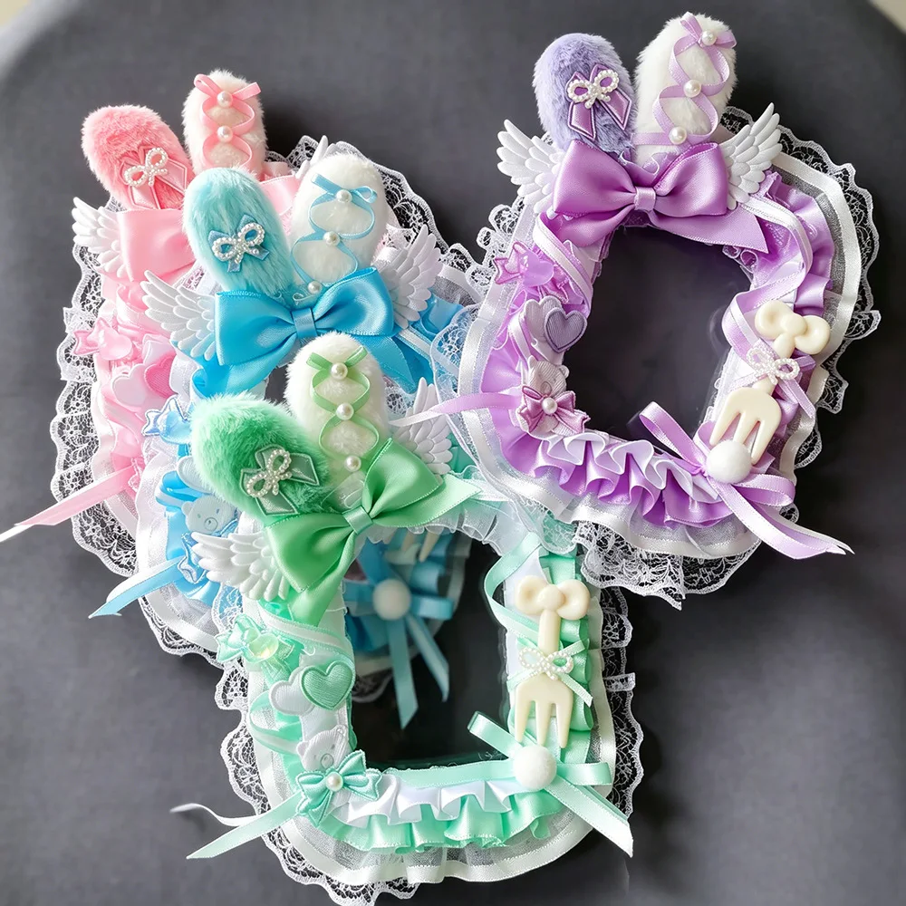 Sweet Lolita Badge Holder with Bunny Ears & Angel Wings, Kawaii Lace Bow Brooch Protector for 58mm Collectible Pins
Sweet Lolita Badge Holder with Bunny Ears & Angel Wings, Kawaii Lace Bow Brooch Protector for 58mm Collectible Pins