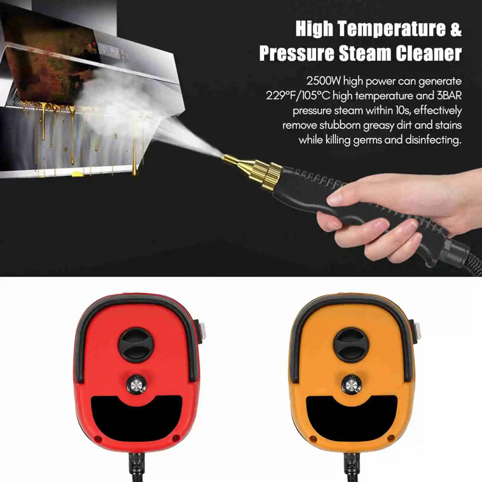 2500W Steam Cleaner Portable High Temperature High Pressure Handheld Steam Cleaning Machine for Home Commercial
2500W Steam Cleaner Portable High Temperature High Pressure Handheld Steam Cleaning Machine for Home Commercial