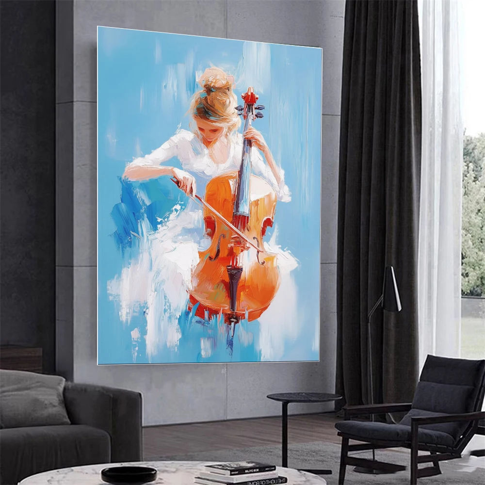 Hand-Painted Abstract Cello Player Canvas Wall Art, Impressionist Musician Girl Print, Blue Orange Home Decor (No Frame)
Hand-Painted Abstract Cello Player Canvas Wall Art, Impressionist Musician Girl Print, Blue Orange Home Decor (No Frame)