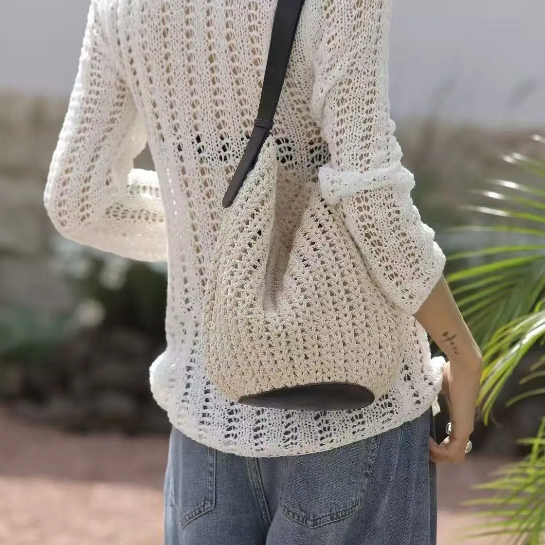 Women's Bohemian Beach Bucket Bag - Luxury Beige Nylon Drawstring Purse with Hollow Tassels, Waterproof Lightweight & Inner Pock
Women's Bohemian Beach Bucket Bag - Luxury Beige Nylon Drawstring Purse with Hollow Tassels, Waterproof Lightweight & Inner Pock