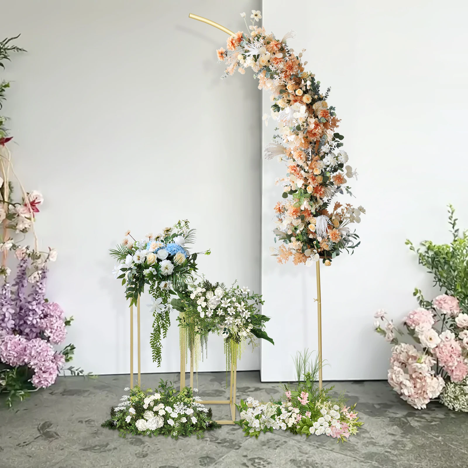 Ballon Arch Stand and 2 Flower Stands, Arch Backdrop Stand for Parties, Wedding Flower Stand Steel Pipe Wedding Arch Frame 
Ballon Arch Stand and 2 Flower Stands, Arch Backdrop Stand for Parties, Wedding Flower Stand Steel Pipe Wedding Arch Frame
