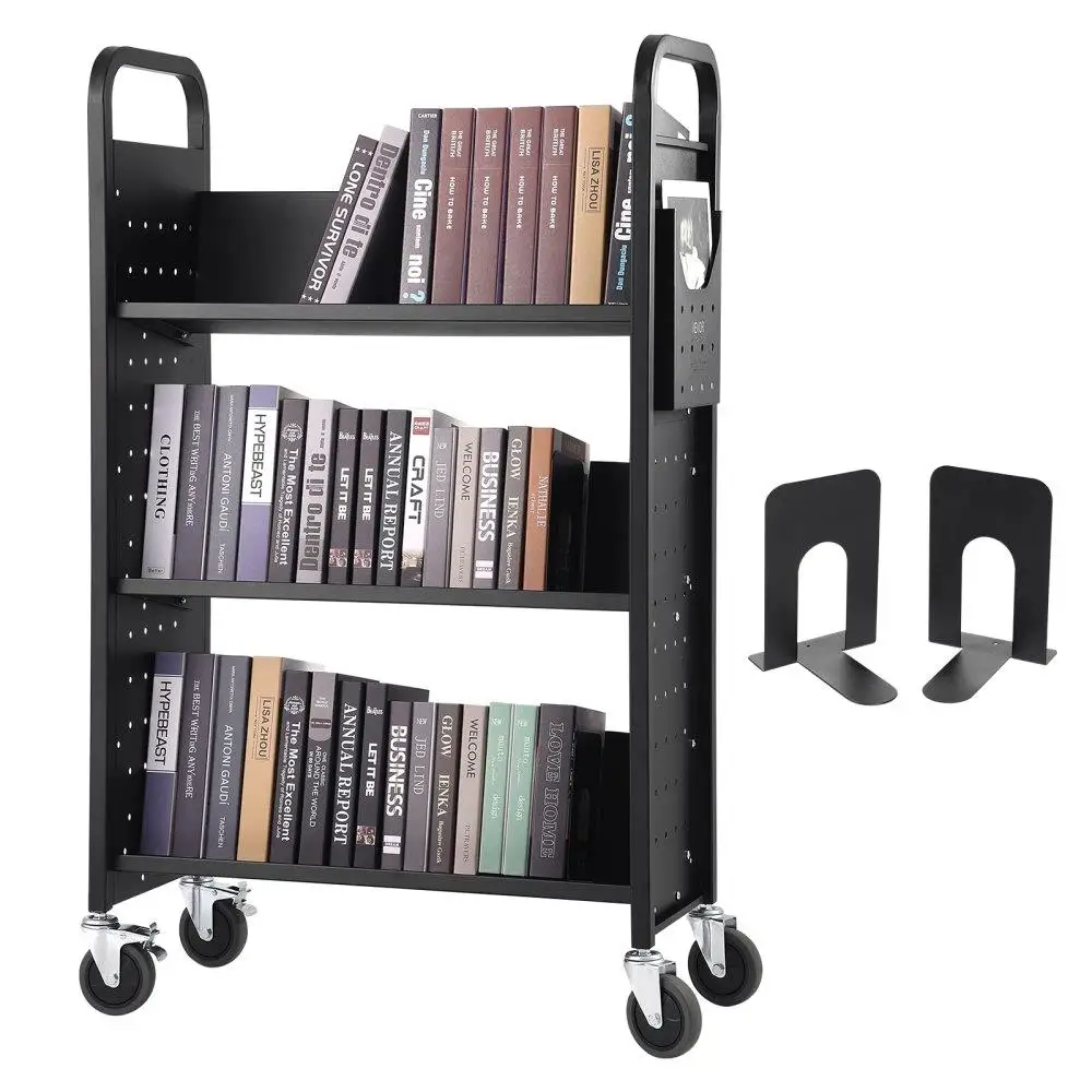 Heavy Duty Book Cart 330lbs Rolling with Lockable Wheels V-Shaped Shelves for home Office School Black
Heavy Duty Book Cart 330lbs Rolling with Lockable Wheels V-Shaped Shelves for home Office School Black