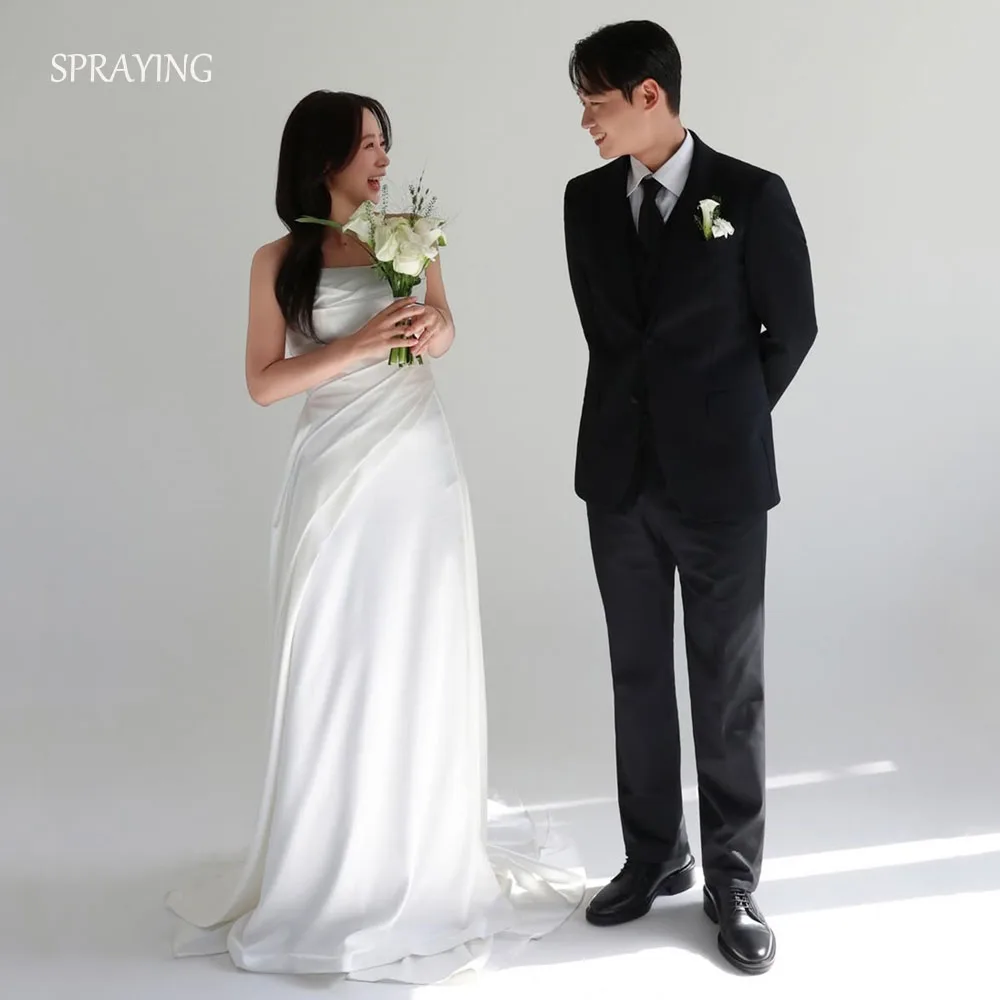 SPRAYING Ivory V Neck Satin Wedding Dresses Korea Photo Shoot Elegant Mermaid Long Bridal Gowns Corset Customized 웨딩드레스
SPRAYING Ivory V Neck Satin Wedding Dresses Korea Photo Shoot Elegant Mermaid Long Bridal Gowns Corset Customized 웨딩드레스