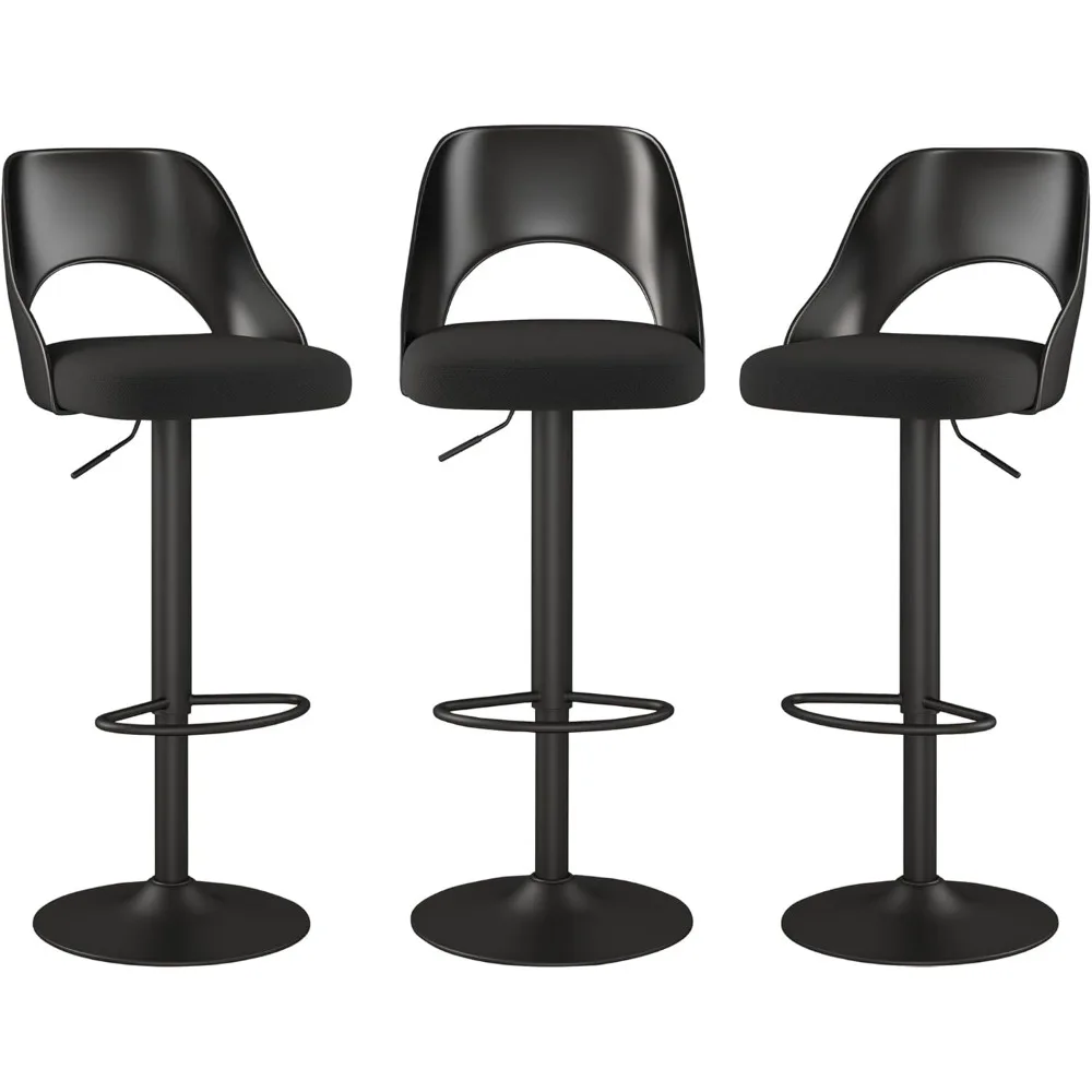 Barstools Set of 3, Height Adjustable Swivel Counter Bar Stool with Hollowed-Out PP Back, Upholstered Chair with Black Metal Bas
Barstools Set of 3, Height Adjustable Swivel Counter Bar Stool with Hollowed-Out PP Back, Upholstered Chair with Black Metal Bas