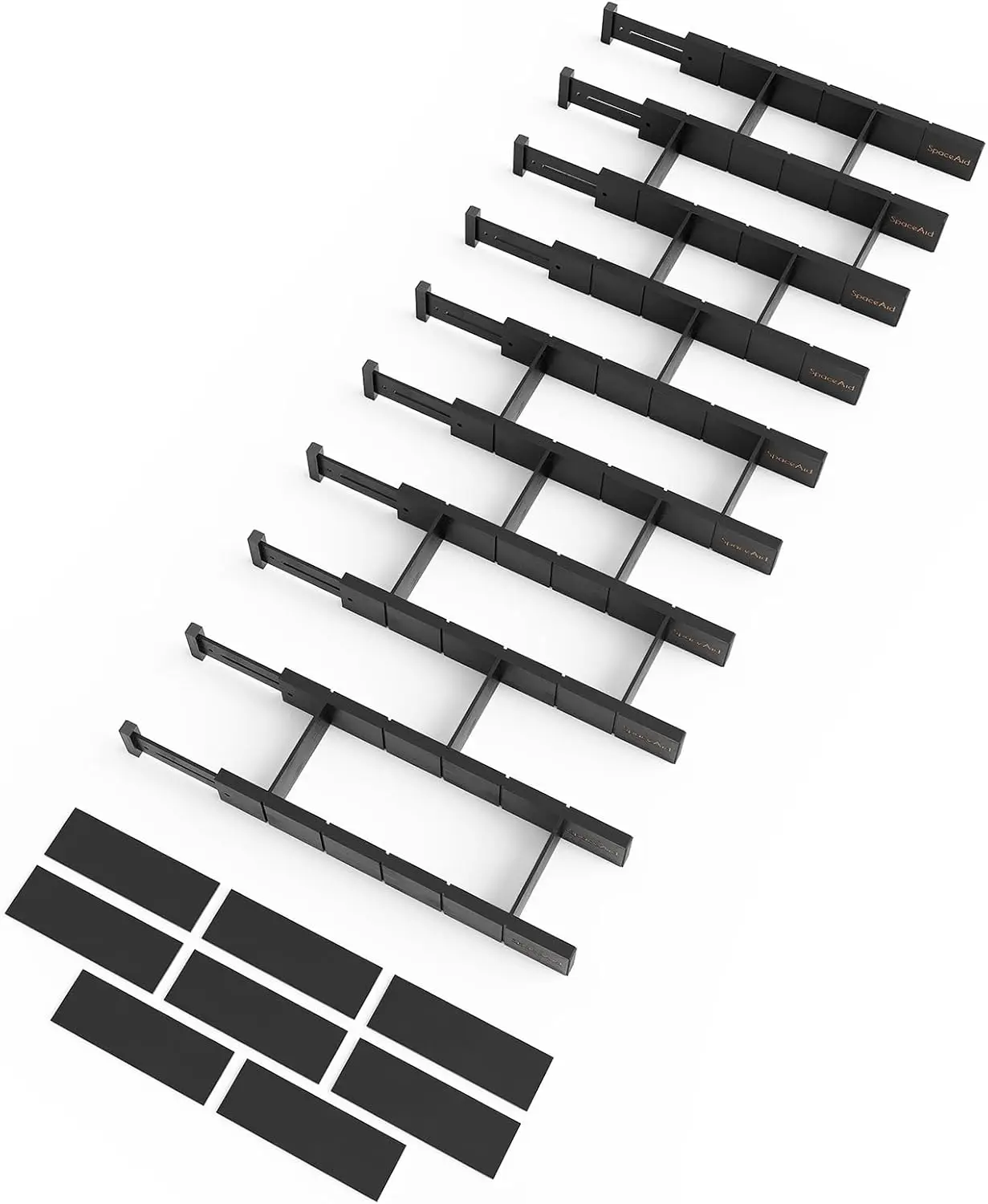 Bamboo Drawer Dividers with Inserts & Labels, Adjustable 17"-22" for Kitchen, Office, Dressers, 10 Dividers, 24 Inserts, Black
Bamboo Drawer Dividers with Inserts & Labels, Adjustable 17"-22" for Kitchen, Office, Dressers, 10 Dividers, 24 Inserts, Black