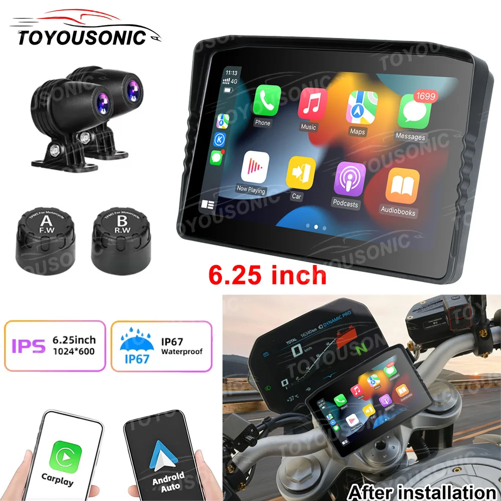 TOYOUSONIC 6.25" Motorcycle Monitor Wireless Carplay Android Auto DVR TPMS Drive Recorder Waterproof Motorcycle GPS Navigation
TOYOUSONIC 6.25" Motorcycle Monitor Wireless Carplay Android Auto DVR TPMS Drive Recorder Waterproof Motorcycle GPS Navigation