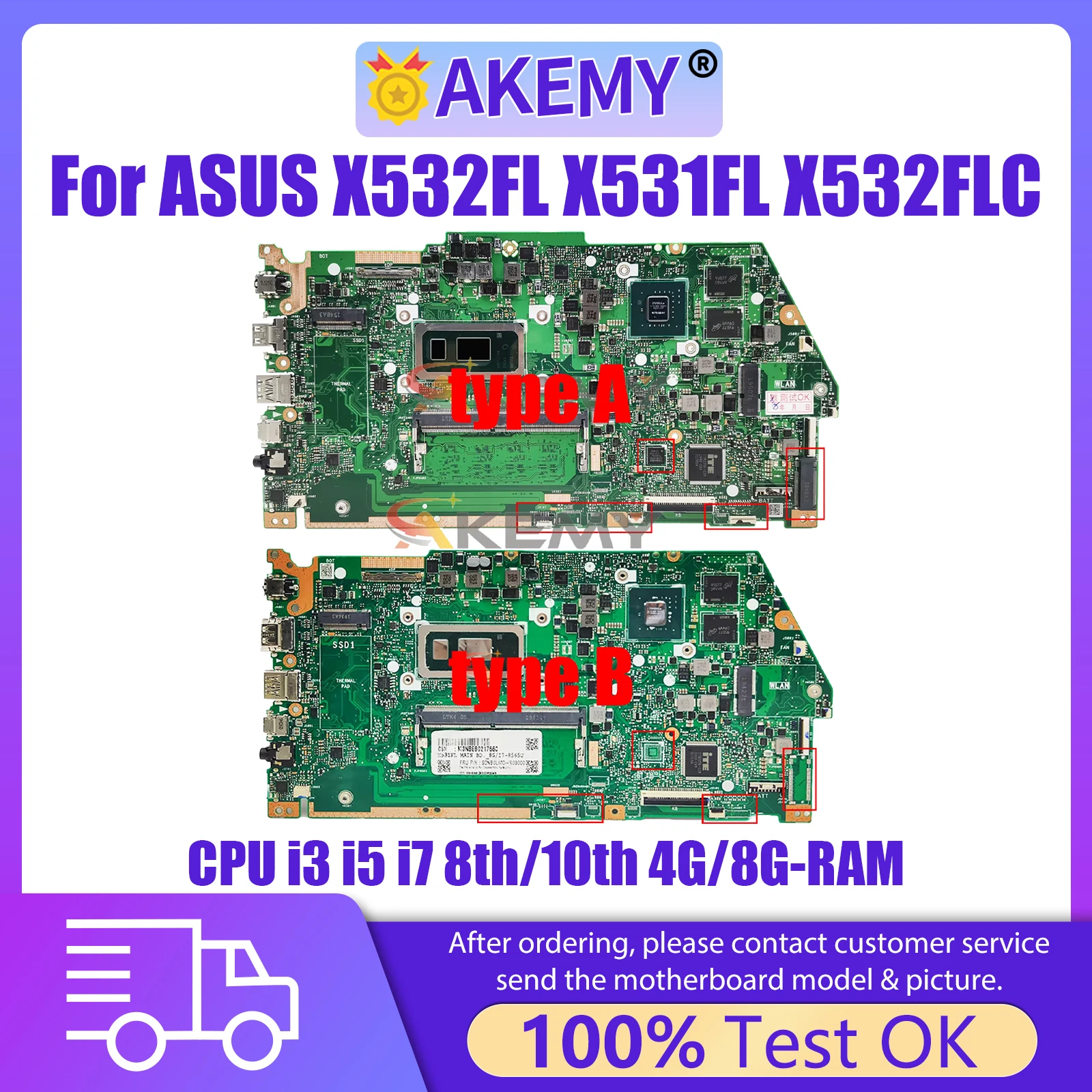 AKEMY X532FL Mainboard For Asus X531FL X532FLC X532F X531F S531F X532FAC Laptop Motherboard With CPU i3 i5 i7 8th/10th 4G/8G RAM
AKEMY X532FL Mainboard For Asus X531FL X532FLC X532F X531F S531F X532FAC Laptop Motherboard With CPU i3 i5 i7 8th/10th 4G/8G RAM