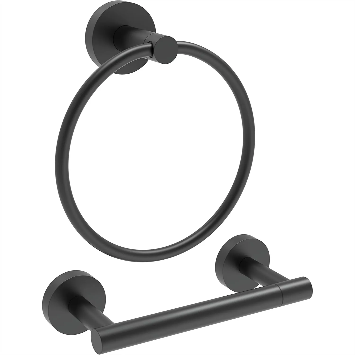 Matte Black Toilet Paper Holder & Towel Ring Set, SUS304 Stainless Steel Bathroom Hardware with Double Post Pivoting Roll Holder
Matte Black Toilet Paper Holder & Towel Ring Set, SUS304 Stainless Steel Bathroom Hardware with Double Post Pivoting Roll Holder