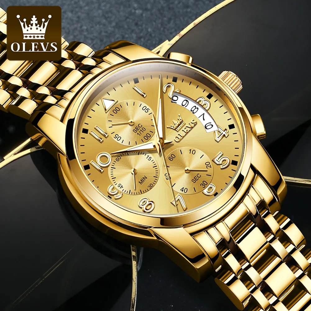OLEVS Mens Watches Top Brand Luxury Stainless Steel Gold Quartz Watch Men Sport Waterproof Chronograph Clock Relogio Masculino
OLEVS Mens Watches Top Brand Luxury Stainless Steel Gold Quartz Watch Men Sport Waterproof Chronograph Clock Relogio Masculino