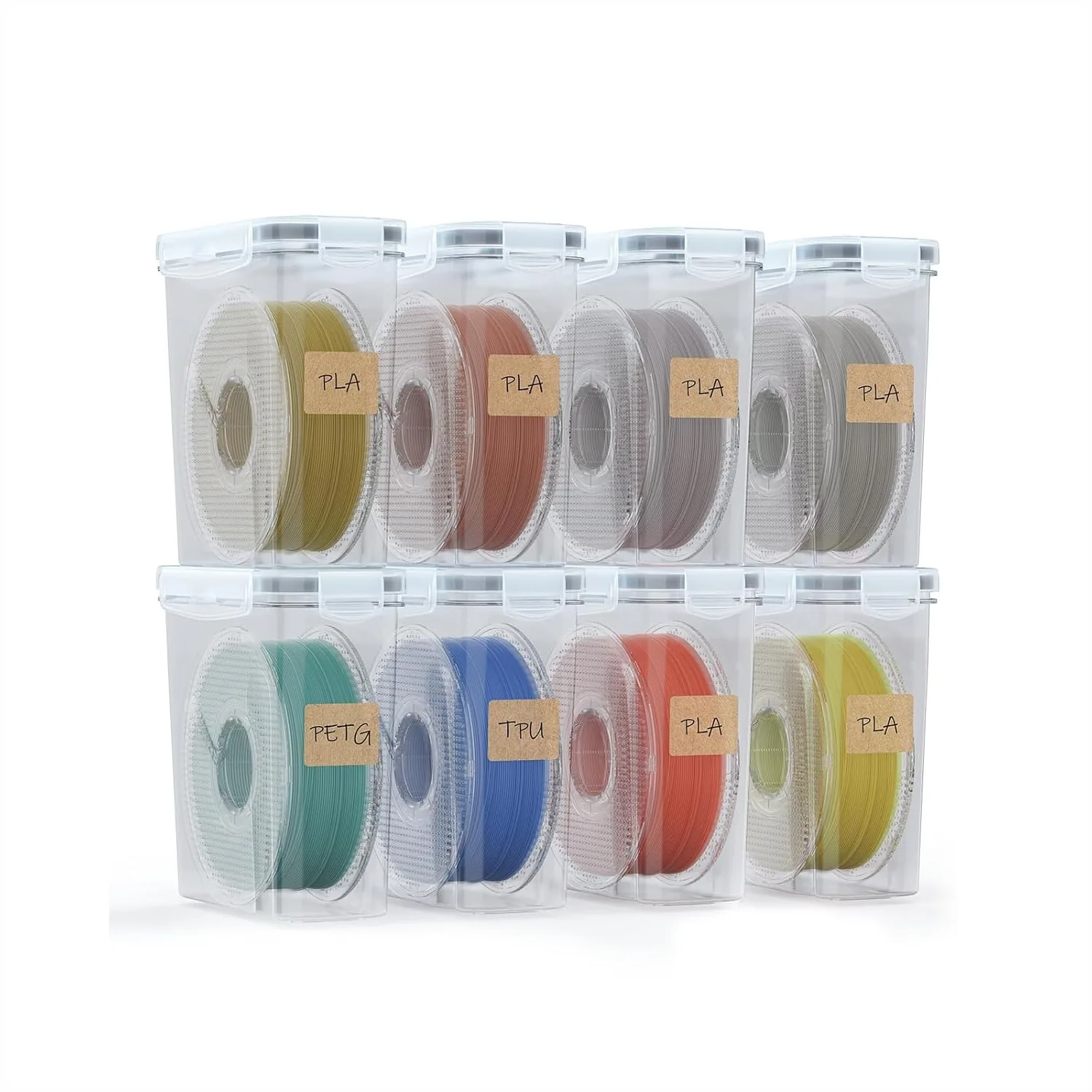 Filament Storage Box 8-Pack for 3D Printing Sealing and Protection - Portable Container with Desiccants & Labels for Home
Filament Storage Box 8-Pack for 3D Printing Sealing and Protection - Portable Container with Desiccants & Labels for Home