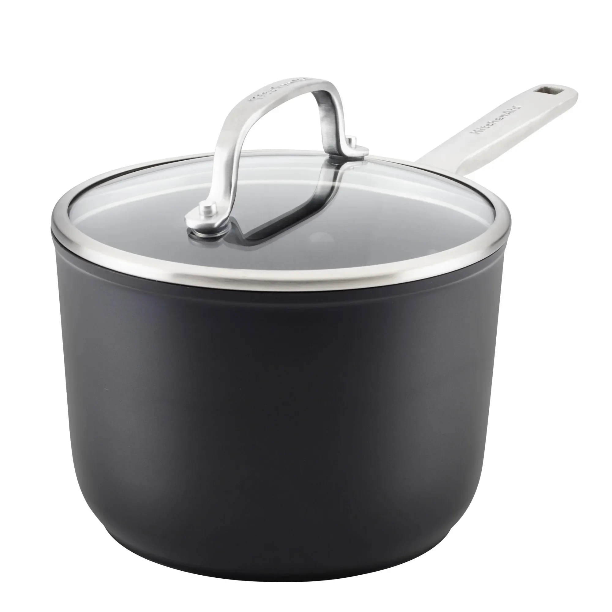 2QT Hard-Anodized Nonstick Sauce Pan with Lid, Induction Compatible, Matte Black, Even Heat, For Sauces, Melting, Simmering
2QT Hard-Anodized Nonstick Sauce Pan with Lid, Induction Compatible, Matte Black, Even Heat, For Sauces, Melting, Simmering