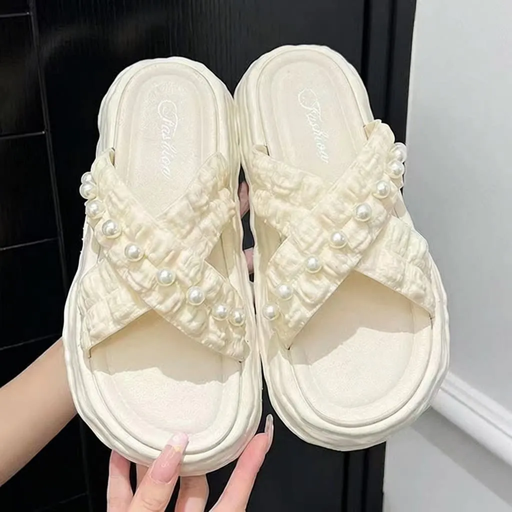 Princess Style Pearl Flip Flops Women's Beach Sandals Thick Bottom Dissolving Slippers Fashionable Summer Slip-On Shoes
Princess Style Pearl Flip Flops Women's Beach Sandals Thick Bottom Dissolving Slippers Fashionable Summer Slip-On Shoes