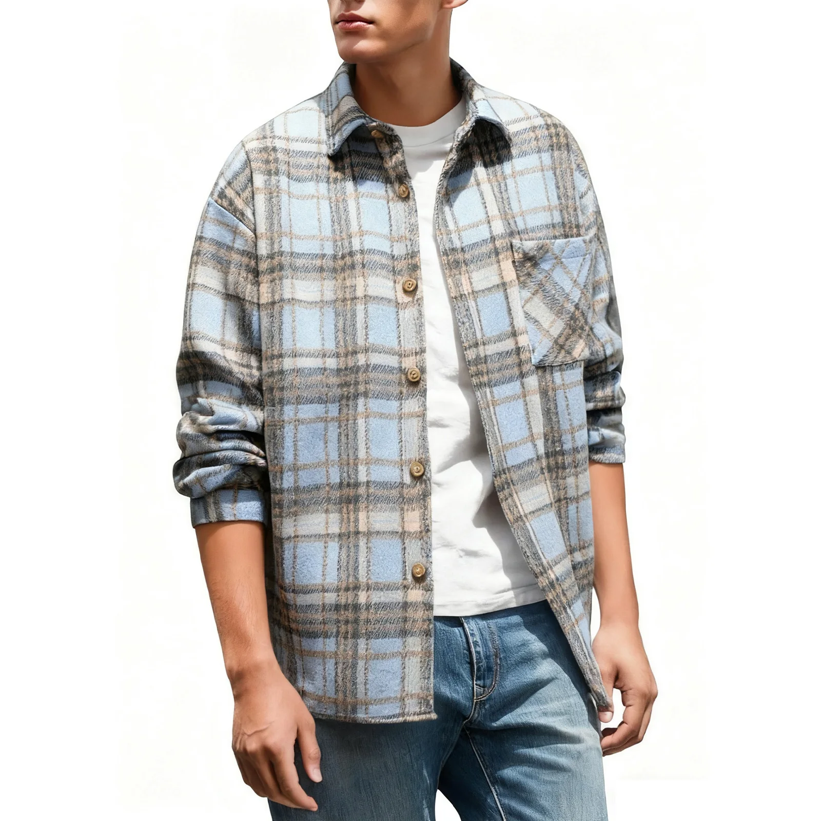 Зимняя мужская шерстяная рубашка в клетку, модная удобная дышащая рубашка для отдыха на открытом воздухе, подходящая для повседневного ношения
Зимняя мужская шерстяная рубашка в клетку, модная удобная дышащая рубашка для отдыха на открытом воздухе, подходящая для повседневного ношения