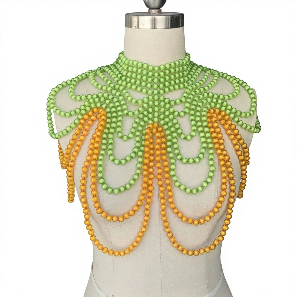 Handmade Women Green Yellow Multi Layer High Collar Beaded Party Statement Shoulder Chain Pearl Shawl Necklaces Body Chain
Handmade Women Green Yellow Multi Layer High Collar Beaded Party Statement Shoulder Chain Pearl Shawl Necklaces Body Chain