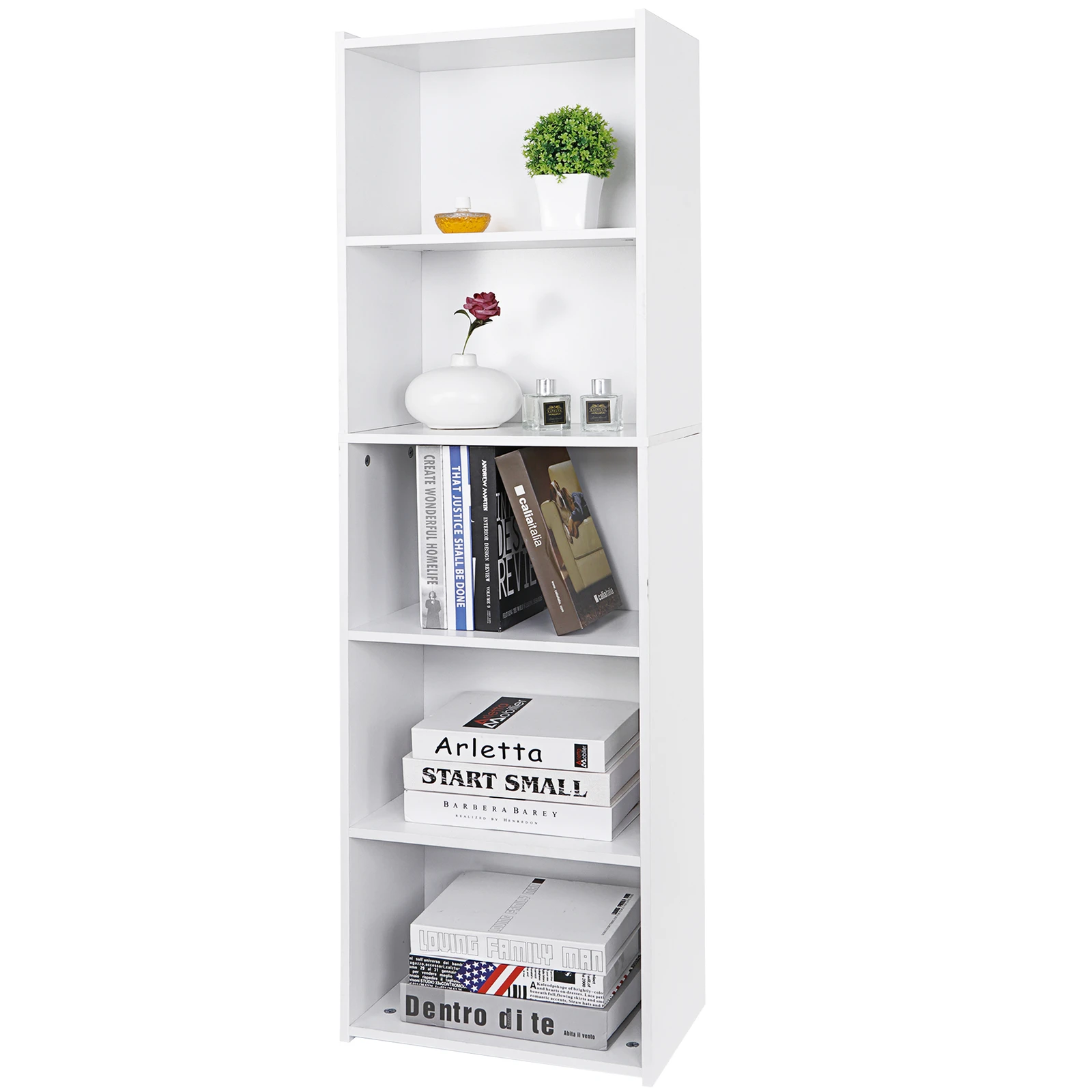 5 Tier Bookshelf White Wooden Storage Rack Freestanding Tall Narrow Shelves for Living Room Office Home Organizer Space
5 Tier Bookshelf White Wooden Storage Rack Freestanding Tall Narrow Shelves for Living Room Office Home Organizer Space