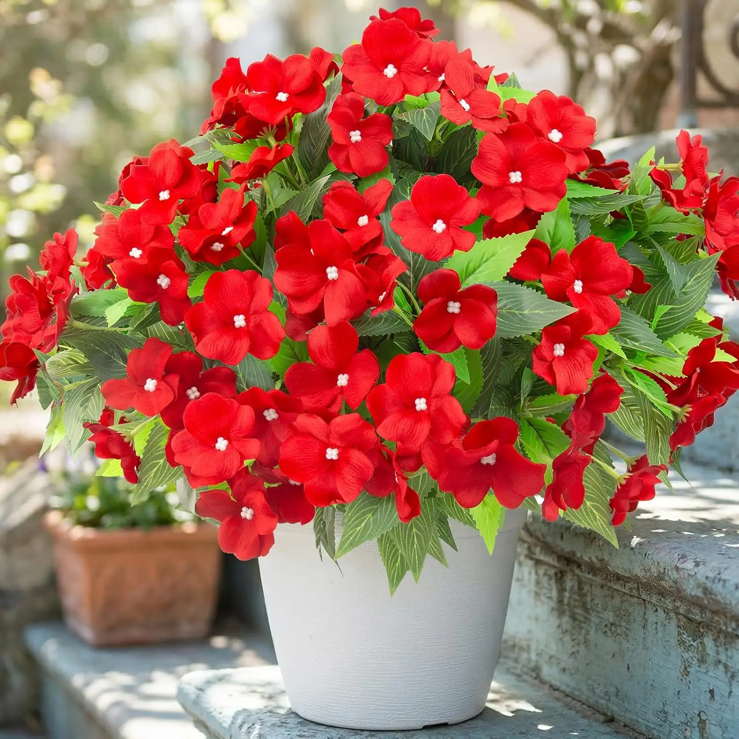8 Pcs Artificial Impatiens Flowers for Outdoor Flowers UV Resistant Faux Red Flowers Impatiens Bushes Silk Artificial Fl
8 Pcs Artificial Impatiens Flowers for Outdoor Flowers UV Resistant Faux Red Flowers Impatiens Bushes Silk Artificial Fl