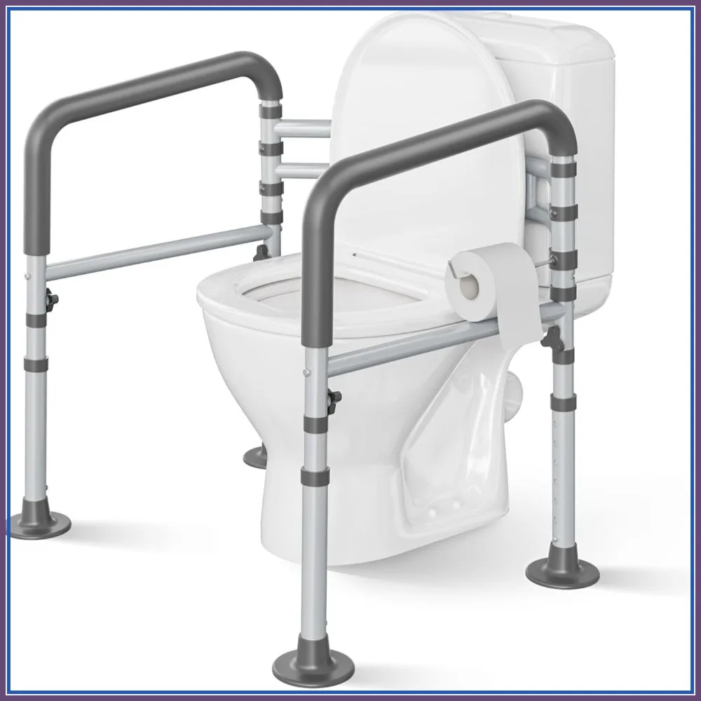 Heavy-Duty Steel Toilet Safety Rail for Seniors, Adjustable Foldable Handrail, 11.7lbs Stable Support
Heavy-Duty Steel Toilet Safety Rail for Seniors, Adjustable Foldable Handrail, 11.7lbs Stable Support