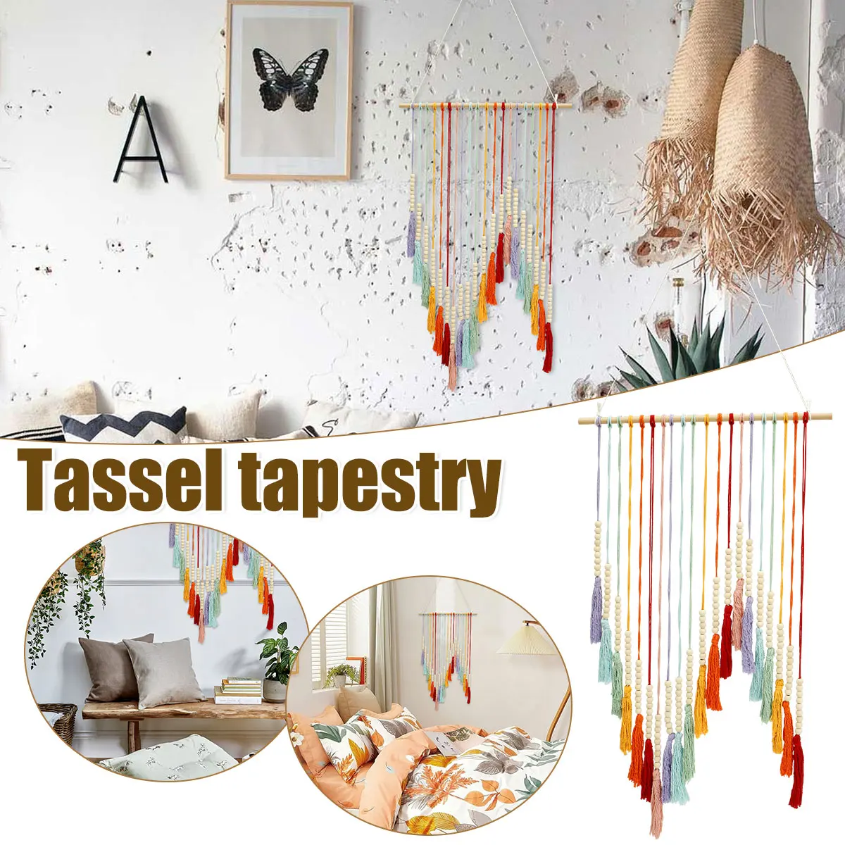 Macrame Wall Hanging Tapestry with Wooden Beads Handmade Bohemian Tapestry Woven Wall Art Decor Colorful Tassel Cotton Crochet
Macrame Wall Hanging Tapestry with Wooden Beads Handmade Bohemian Tapestry Woven Wall Art Decor Colorful Tassel Cotton Crochet