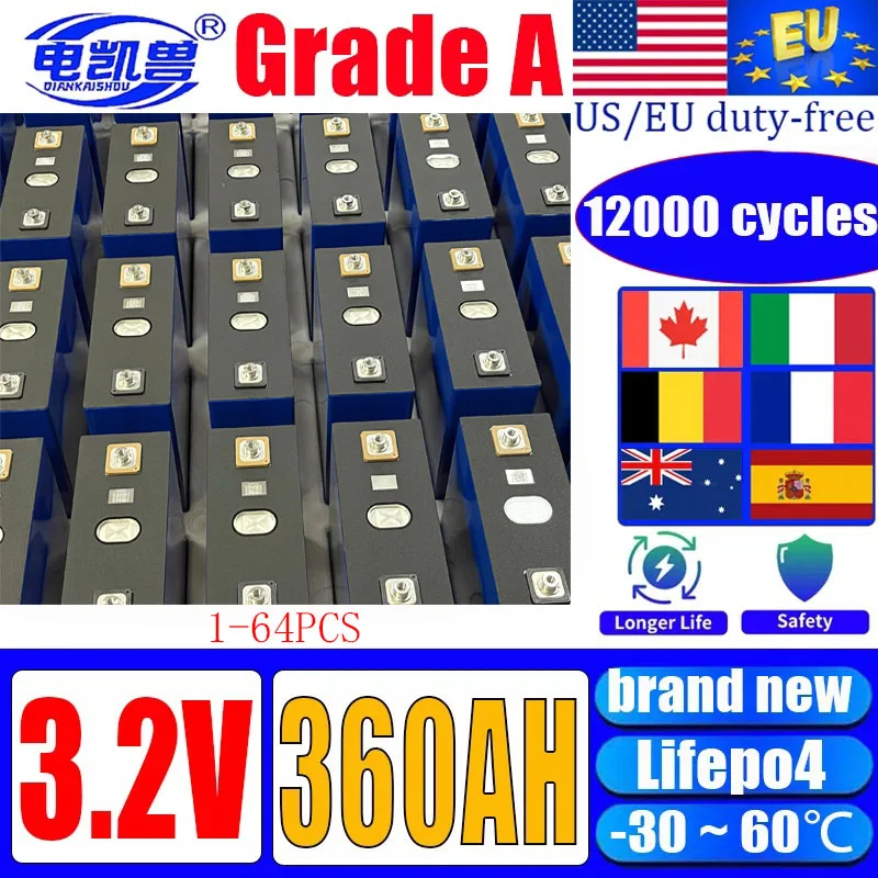 Новая литий-железо-фосфатная батарея LiFePO4 360 Ач, 3.2В, класс А, для самостоятельной сборки 12В/24В/48В, перезаряжаемая, подходит для автодомов и кемпинга
Новая литий-железо-фосфатная батарея LiFePO4 360 Ач, 3.2В, класс А, для самостоятельной сборки 12В/24В/48В, перезаряжаемая, подходит для автодомов и кемпинга