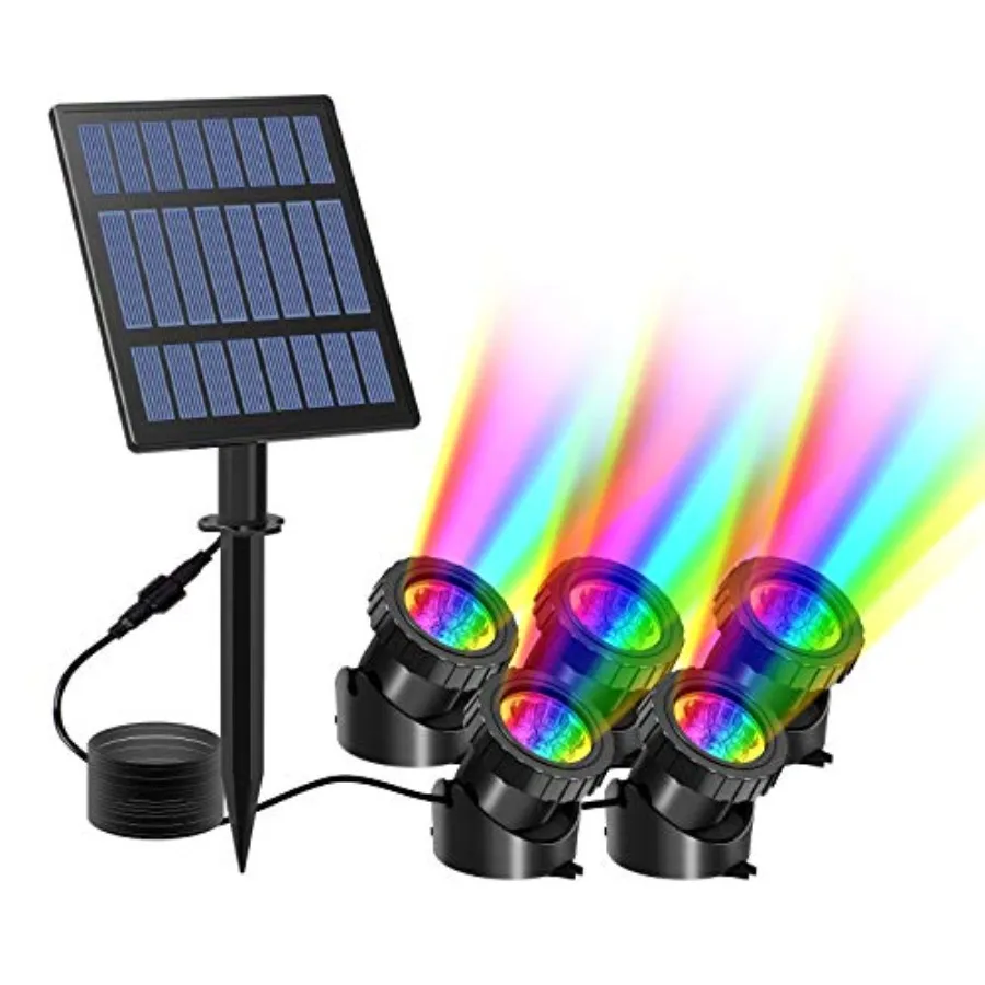 Solar pond lights for garden fountain, pond, pool decoration: 5-head RGB LED spotlights, submersible, color-changing, adjustabl
Solar pond lights for garden fountain, pond, pool decoration: 5-head RGB LED spotlights, submersible, color-changing, adjustabl